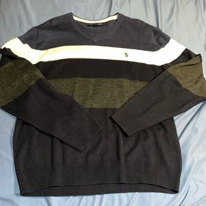 Like new U.S. Polo Assn. Men’s blue and gray color block striped Sweater